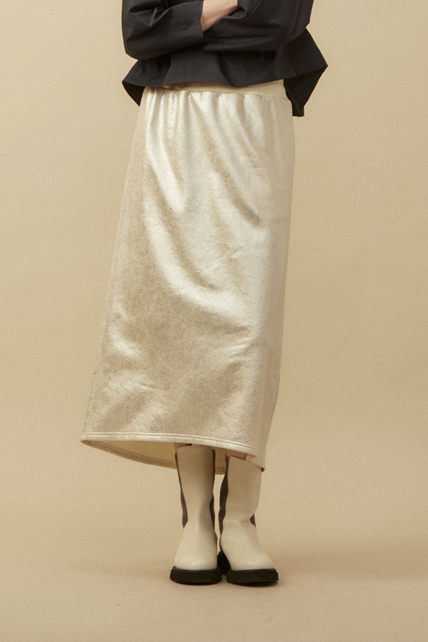 【プレインピープル/PLAIN PEOPLE】のシルバーラメ裏毛ストレートスカート インテリア・キッズ・メンズ・レディースファッション・服の通販 founy(ファニー) 　ファッション　Fashion　レディースファッション　WOMEN　スカート　Skirt　ロングスカート　Long Skirt　シルバー　Silver　シンプル　Simple　ストレート　Straight　スリット　Slit　プリント　Print　ロング　Long　ヴィンテージ　Vintage　冬　Winter　シルバー|ID: prp329100003690141 ipo3291000000024249504
