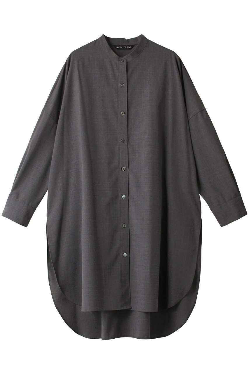 【ミズイロ インド/mizuiro ind】のT/W stand collar shirt tunic チュニック インテリア・キッズ・メンズ・レディースファッション・服の通販 founy(ファニー) 　ファッション　Fashion　レディースファッション　WOMEN　ワンピース　Dress　チュニック　Tunic　スリット　Slit　チュニック　Tunic　ロング　Long　再入荷　Restock/Back In Stock/Re Arrival　秋　Autumn/Fall　gray|ID: prp329100003693455 ipo3291000000028403796