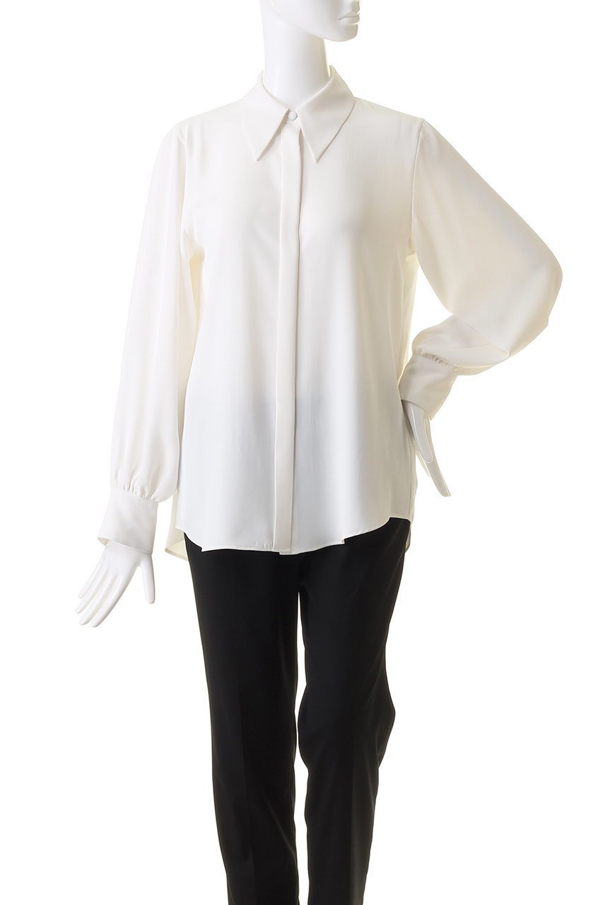 【コルピエロ/Col Pierrot】のビッグカラージョーゼットブラウス 人気、トレンドファッション・服の通販 founy(ファニー) 　ファッション　Fashion　レディースファッション　Fashion for Women　トップス・カットソー　Cut & Sew Tops　シャツ・ブラウス・オフィスカジュアル　Elegant Blouses & Button-Ups　なめらか　Smooth, Silky Texture　オケージョン　Occasion Wear　シンプル　Simple, Minimal　ジョーゼット　Georgette, Semi-Sheer Fabric　スリーブ　Sleeve, Long Sleeve / Short Sleeve　ビッグ　Big, Oversized　ボトム　Bottoms, Lower Wear　ロング　Long, Long-Length　エレガント 上品　Elegant　other-2|ID: prp329100003693490 ipo3291000000036739842