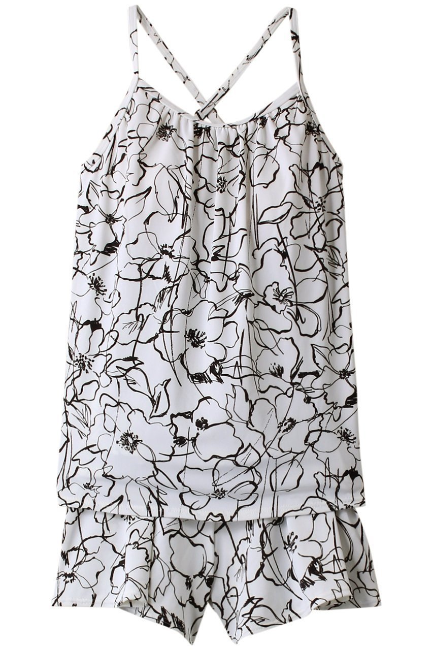 【レイール/Reir】の【San-ai Resort】Floral Brush3点セット インテリア・キッズ・メンズ・レディースファッション・服の通販 founy(ファニー) 　ファッション　Fashion　レディースファッション　Fashion for Women　トップス・カットソー　Cut & Sew Tops　キャミソール&ノースリーブ　Camisoles & Sleeveless Tops　シャツ・ブラウス・オフィスカジュアル　Elegant Blouses & Button-Ups　ロングTシャツ・Tシャツ　Longline T-Shirts & Tees　カットソー・ベーシックTシャツ　Cut-and-Sewn Tops / Stretch Tees & Basics　水着　Swimwear　キャミソール　Camisole, Spaghetti Strap Top　ショーツ　Shorts, Short Pants　タンク　Tank Top, Sleeveless Top　フラワー　Flower, Floral　フレア　Flare, Flared　プリント　Print, Printed Pattern　ボトム　Bottoms, Lower Wear　ホワイト|ID: prp329100003696467 ipo3291000000035761700