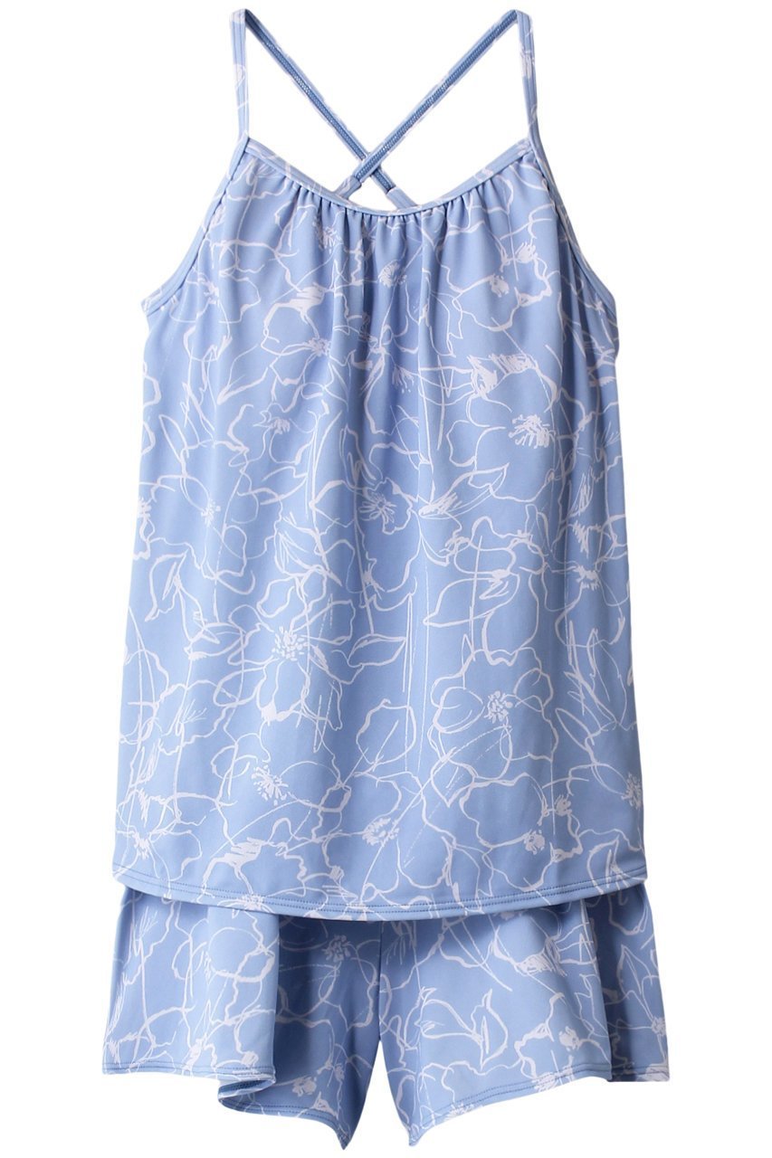 【レイール/Reir】の【San-ai Resort】Floral Brush3点セット インテリア・キッズ・メンズ・レディースファッション・服の通販 founy(ファニー) 　ファッション　Fashion　レディースファッション　Fashion for Women　トップス・カットソー　Cut & Sew Tops　キャミソール&ノースリーブ　Camisoles & Sleeveless Tops　シャツ・ブラウス・オフィスカジュアル　Elegant Blouses & Button-Ups　ロングTシャツ・Tシャツ　Longline T-Shirts & Tees　カットソー・ベーシックTシャツ　Cut-and-Sewn Tops / Stretch Tees & Basics　水着　Swimwear　キャミソール　Camisole, Spaghetti Strap Top　ショーツ　Shorts, Short Pants　タンク　Tank Top, Sleeveless Top　フラワー　Flower, Floral　フレア　Flare, Flared　プリント　Print, Printed Pattern　ボトム　Bottoms, Lower Wear　ブルー|ID: prp329100003696467 ipo3291000000035761704