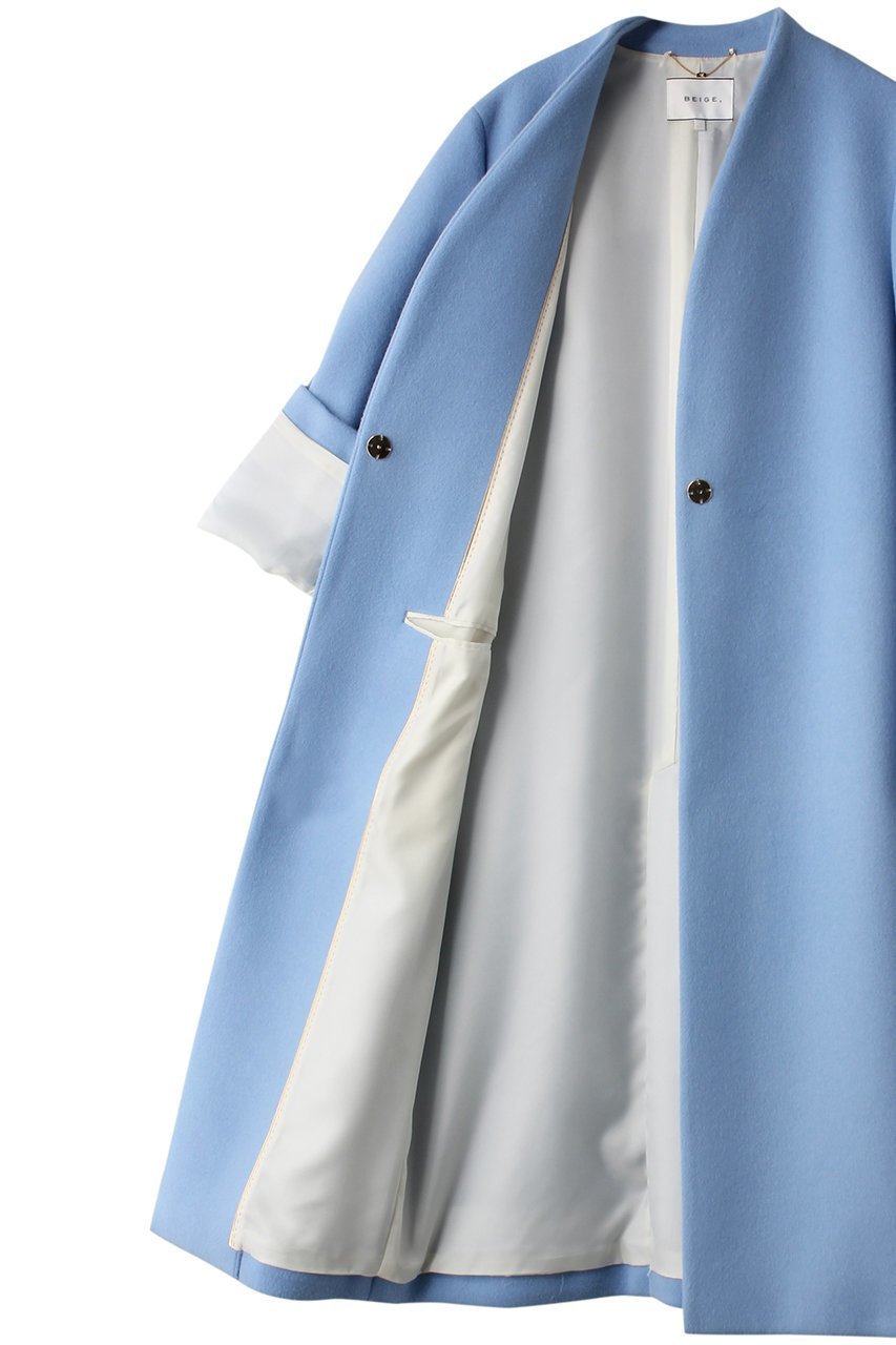 【ベイジ,/BEIGE,】のPASSY(パッシー)/ノーカラーロングコート 人気、トレンドファッション・服の通販 founy(ファニー) 　ファッション　Fashion　レディースファッション　Fashion for Women　アウター　Coat / Outerwear Collection　コート・ロングコート・ピーコート　Long Coats, Peacoats & More　スタイリッシュ　Stylish, Fashionable　ストレート　Straight, Straight Cut　ロング　Long, Long-Length　エレガント 上品　Elegant　other-6|ID: prp329100003708823 ipo3291000000035824289