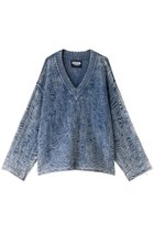 【メゾンスペシャル/MAISON SPECIAL】の【UNISEX】デストロイフリンジニットデニムVネックPO BLU(ブルー)|ID:prp329100003708837