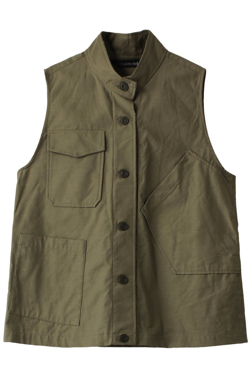 【ミズイロ インド/mizuiro ind】のstand collar work vest ベスト インテリア・キッズ・メンズ・レディースファッション・服の通販 founy(ファニー) 　ファッション　Fashion　レディースファッション　WOMEN　トップス・カットソー　Tops/Tshirt　ニット　Knit Tops　ベスト/ジレ　Gilets/Vests　プルオーバー　Pullover　シンプル　Simple　フラップ　Flap　ベスト　Vest　ポケット　Pocket　ランダム　Random　khaki|ID: prp329100003708856 ipo3291000000028425106