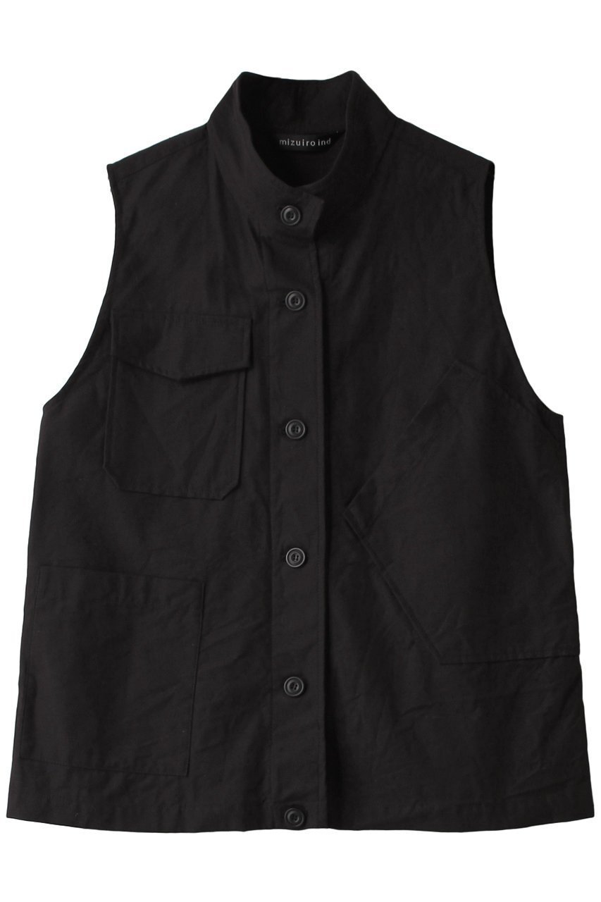 【ミズイロ インド/mizuiro ind】のstand collar work vest ベスト インテリア・キッズ・メンズ・レディースファッション・服の通販 founy(ファニー) 　ファッション　Fashion　レディースファッション　WOMEN　トップス・カットソー　Tops/Tshirt　ニット　Knit Tops　ベスト/ジレ　Gilets/Vests　プルオーバー　Pullover　シンプル　Simple　フラップ　Flap　ベスト　Vest　ポケット　Pocket　ランダム　Random　black|ID: prp329100003708856 ipo3291000000028425107