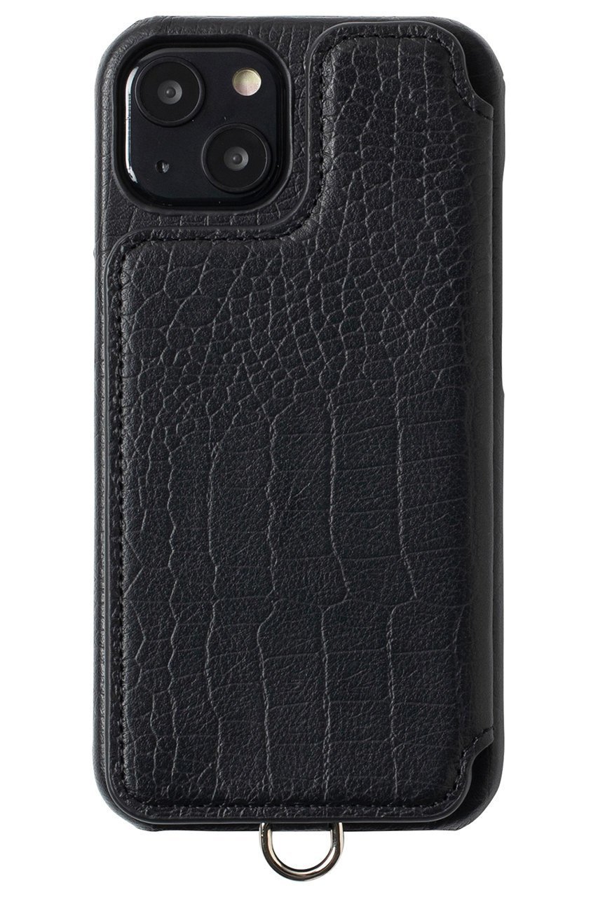 【デミュウ/DEMIU】のiPhone12 POCHE FLAT Croco 背面収納スマホケース ストラップ別売 インテリア・キッズ・メンズ・レディースファッション・服の通販 founy(ファニー) 　ファッション　Fashion　レディースファッション　Fashion for Women　ショルダー　Shoulder, Shoulder Strap　スリット　Slit, Slit Detail　デニム　Denim, Jeans Material　フランス　France, French　ポケット　Pocket, Pocket Detail　マグネット　Magnet, Magnetic Closure　ユニセックス　Unisex, Genderless　ラップ　Wrap, Wrap Design　おすすめ　Recommended / Our Picks　スマホケース　Smartphone Case　iPhone アイフォーン　iPhone　ブラック|ID: prp329100003710192 ipo3291000000035508240