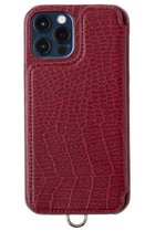 【デミュウ/DEMIU】のiPhone12 POCHE FLAT Croco 背面収納スマホケース ストラップ別売 ワインレッド|ID: prp329100003710192 ipo3291000000035508241