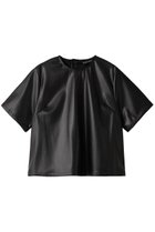 【ミズイロ インド/mizuiro ind】のimitation leather crew neck P/O プルオーバー black|ID: prp329100003710211 ipo3291000000029958196