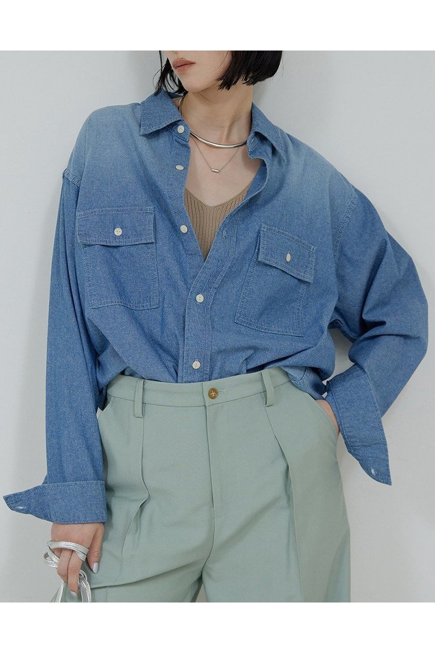 【ガリャルダガランテ/GALLARDAGALANTE】のダンガリーシャツ インテリア・キッズ・メンズ・レディースファッション・服の通販 founy(ファニー) 　ファッション　Fashion　レディースファッション　WOMEN　トップス・カットソー　Tops/Tshirt　シャツ/ブラウス　Shirts/Blouses　おすすめ　Recommend　シンプル　Simple　スリーブ　Sleeve　ダンガリー　Dungarees　ロング　Long　NEW・新作・新着・新入荷　New Arrivals　ブルー|ID: prp329100003712705 ipo3291000000031698965