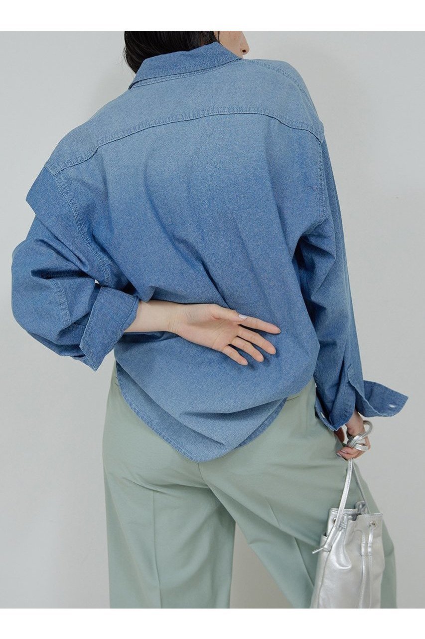 【ガリャルダガランテ/GALLARDAGALANTE】のダンガリーシャツ 人気、トレンドファッション・服の通販 founy(ファニー) 　ファッション　Fashion　レディースファッション　WOMEN　トップス・カットソー　Tops/Tshirt　シャツ/ブラウス　Shirts/Blouses　おすすめ　Recommend　シンプル　Simple　スリーブ　Sleeve　ダンガリー　Dungarees　ロング　Long　NEW・新作・新着・新入荷　New Arrivals　other-7|ID: prp329100003712705 ipo3291000000031698975