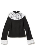 【アロー/aLORS】のPull a dentelle Alex ニット 人気、トレンドファッション・服の通販 founy(ファニー) ファッション Fashion レディースファッション Fashion for Women トップス・カットソー Cut & Sew Tops ニット Knit Tops & Sweaters カジュアルプルオーバー・ニットトップス Pullovers & Knit Tops / Casual Pullovers カフス Cuff Design コンパクト Compact, Small Size ミラノ Milano Style, Italian-Inspired レース Lace, Lace Fabric thumbnail ブラック|ID: prp329100003712724 ipo3291000000032954811