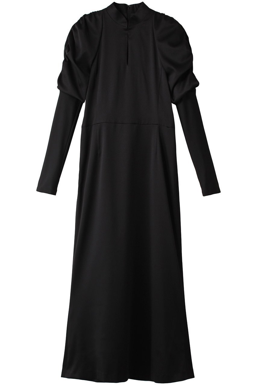 【リムアーク/RIM.ARK】のShoulder volume Iline dress/ドレス・ワンピース インテリア・キッズ・メンズ・レディースファッション・服の通販 founy(ファニー) 　ファッション　Fashion　レディースファッション　Fashion for Women　ワンピース　Dresses　フォーマル・パーティードレス・結婚式用ドレス　Elegant & Casual Dresses　チュニック　Tunic Tops & Dresses　オケージョン　Occasion Wear　ギャザー　Gathered, Ruffled　ストレッチ　Stretch, Stretchy Fabric　チュニック　Tunic, Long Top　ドレス　Dress, One-Piece　パウダー　Powder, Soft Tone　ロング　Long, Long-Length　ブラック|ID: prp329100003712737 ipo3291000000035365879