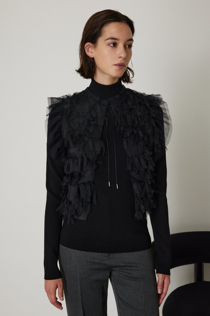 【リムアーク/RIM.ARK】のTulle mini vest/ベスト 人気、トレンドファッション・服の通販 founy(ファニー) 　ファッション　Fashion　レディースファッション　Fashion for Women　アウター　Coat / Outerwear Collection　トップス・カットソー　Cut & Sew Tops　キャミソール&ノースリーブ　Camisoles & Sleeveless Tops　シャツ・ブラウス・オフィスカジュアル　Elegant Blouses & Button-Ups　ベスト&ジレ / 重ね着スタイル　Vests & Gilets　チュール　Tulip, Tulip Motif　ノースリーブ　Sleeveless, No-Sleeve　ベスト　Vest, Waistcoat　other-8|ID: prp329100003712742 ipo3291000000035674898