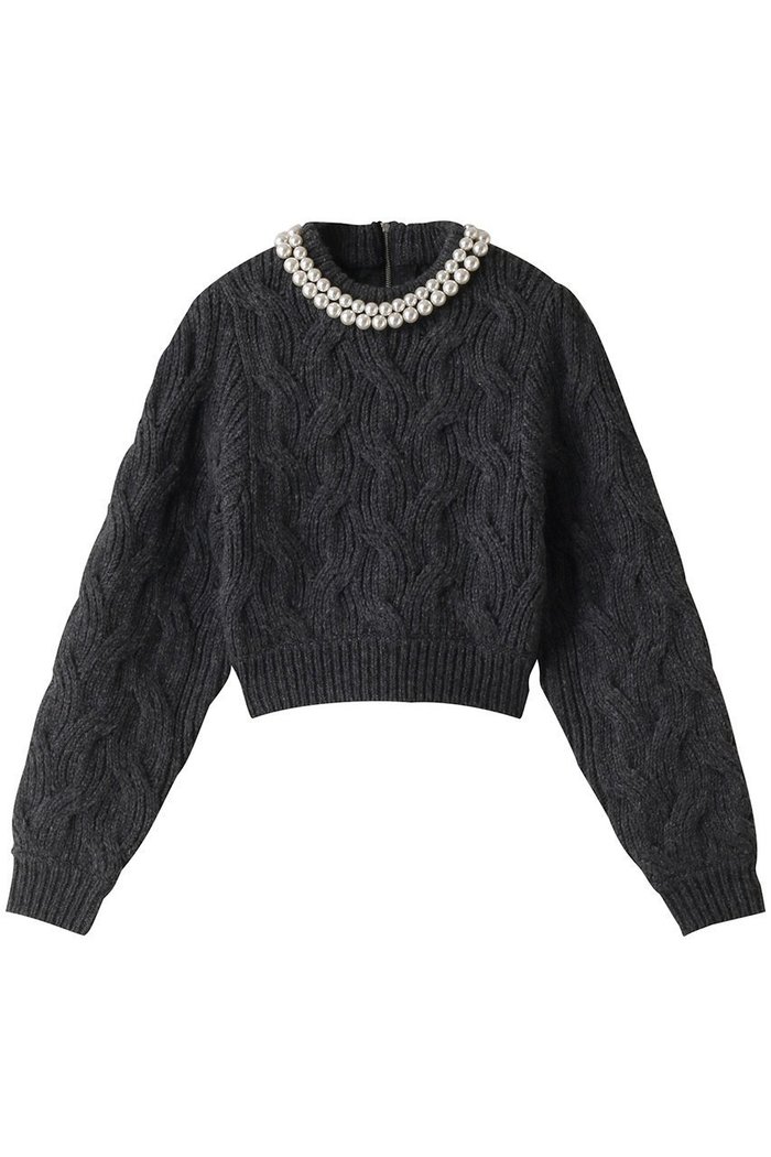 【クラネ/CLANE】のPEARL NECK KNIT TOPS/ニット インテリア・キッズ・メンズ・レディースファッション・服の通販 founy(ファニー) https://founy.com/ ファッション Fashion レディースファッション WOMEN トップス・カットソー Tops/Tshirt ニット Knit Tops プルオーバー Pullover エレガント 上品 Elegant コンパクト Compact ショルダー Shoulder デニム Denim パール Pearl |ID: prp329100003715952 ipo3291000000024491457