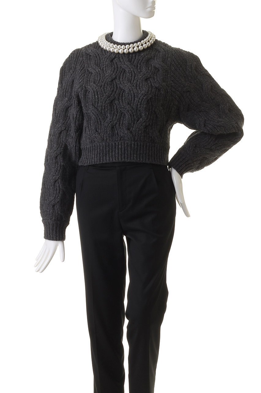 【クラネ/CLANE】のPEARL NECK KNIT TOPS/ニット 人気、トレンドファッション・服の通販 founy(ファニー) 　ファッション　Fashion　レディースファッション　WOMEN　トップス・カットソー　Tops/Tshirt　ニット　Knit Tops　プルオーバー　Pullover　エレガント 上品　Elegant　コンパクト　Compact　ショルダー　Shoulder　デニム　Denim　パール　Pearl　other-2|ID: prp329100003715952 ipo3291000000031390212