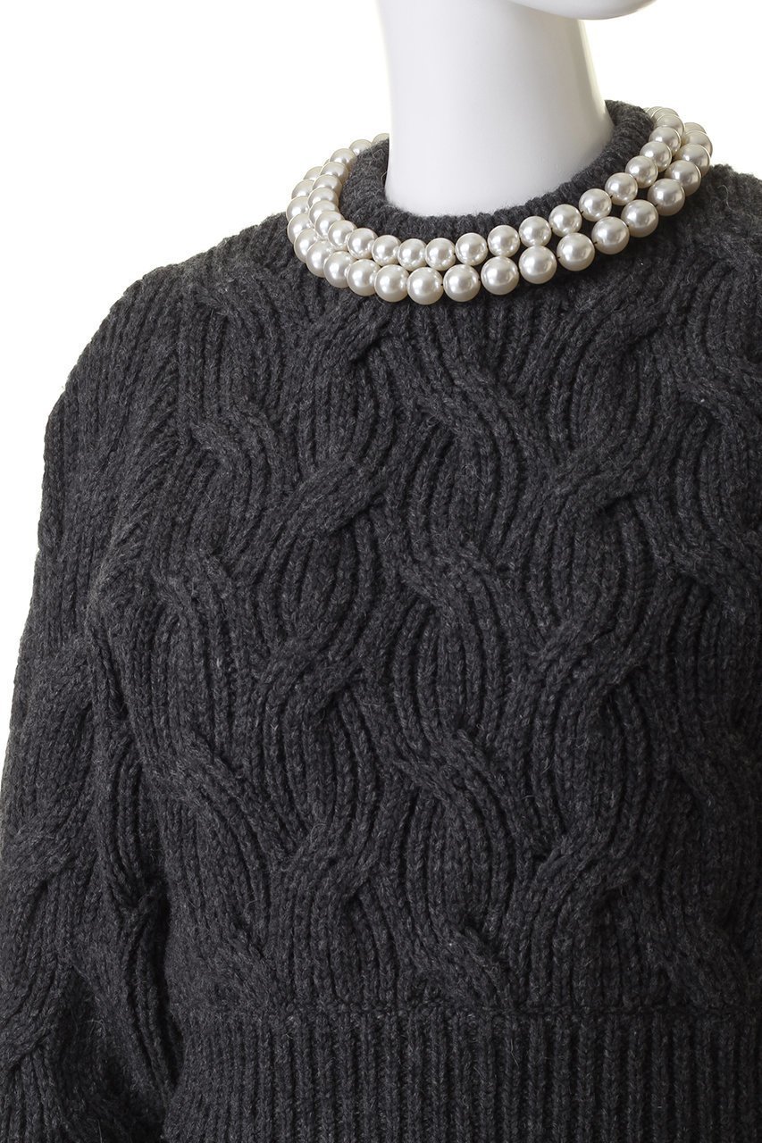 【クラネ/CLANE】のPEARL NECK KNIT TOPS/ニット 人気、トレンドファッション・服の通販 founy(ファニー) 　ファッション　Fashion　レディースファッション　WOMEN　トップス・カットソー　Tops/Tshirt　ニット　Knit Tops　プルオーバー　Pullover　エレガント 上品　Elegant　コンパクト　Compact　ショルダー　Shoulder　デニム　Denim　パール　Pearl　other-5|ID: prp329100003715952 ipo3291000000031390215