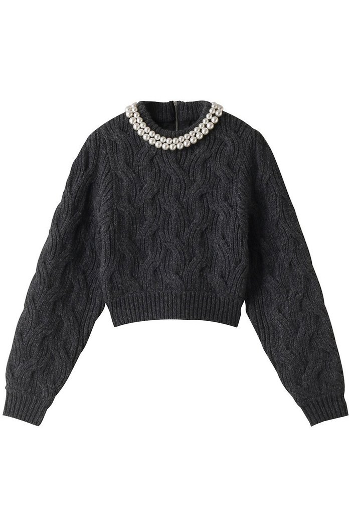 【クラネ/CLANE】のPEARL NECK KNIT TOPS/ニット インテリア・キッズ・メンズ・レディースファッション・服の通販 founy(ファニー) https://founy.com/ ファッション Fashion レディースファッション Fashion for Women トップス・カットソー Cut & Sew Tops ニット Knit Tops & Sweaters カジュアルプルオーバー・ニットトップス Pullovers & Knit Tops / Casual Pullovers エレガント 上品 Elegant コンパクト Compact, Small Size ショルダー Shoulder, Shoulder Strap デニム Denim, Jeans Material パール Pearl, Pearl Accent |ID: prp329100003715952 ipo3291000000036224605