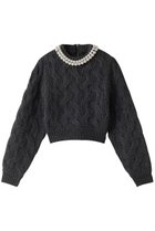 【クラネ/CLANE】のPEARL NECK KNIT TOPS/ニット GRAY|ID: prp329100003715952 ipo3291000000036224607