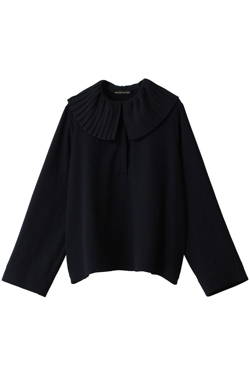 【ミズイロ インド/mizuiro ind】のpleats collar shirt P/O プルオーバー インテリア・キッズ・メンズ・レディースファッション・服の通販 founy(ファニー) 　ファッション　Fashion　レディースファッション　WOMEN　トップス・カットソー　Tops/Tshirt　シャツ/ブラウス　Shirts/Blouses　プルオーバー　Pullover　クラシカル　Classical　シアー　Sheer　ジャケット　Jacket　ジョーゼット　Georgette　スリーブ　Sleeve　トレンド　Trend　パーティ　Party　プリーツ　Pleats　ロング　Long　navy|ID: prp329100003716248 ipo3291000000029958174