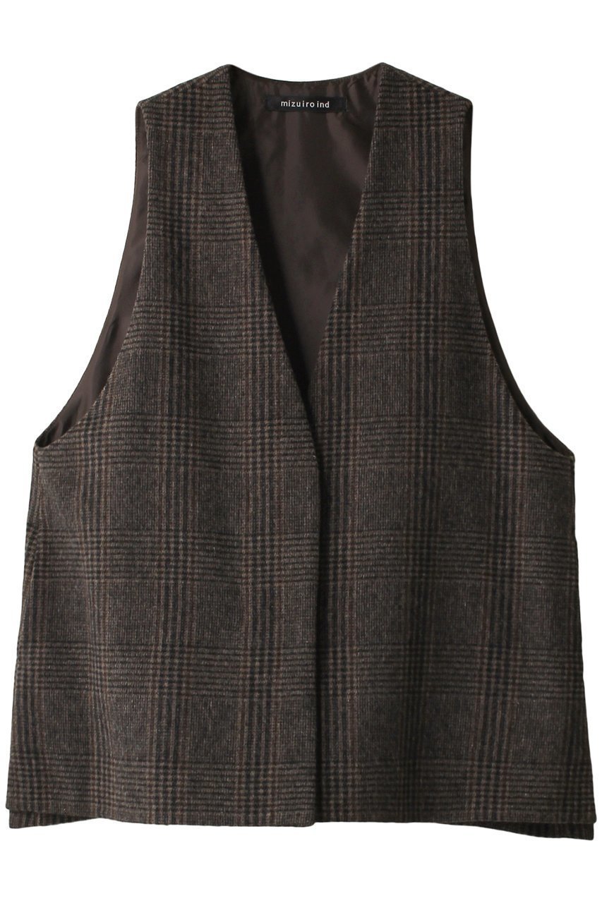 【ミズイロ インド/mizuiro ind】のdeep V neck wide vest ベスト 人気、トレンドファッション・服の通販 founy(ファニー) 　ファッション　Fashion　レディースファッション　WOMEN　アウター　Coat Outerwear　ジャケット　Jackets　インナー　Inner　カットソー　Cut And Sew　クラシカル　Classical　ジャケット　Jacket　チェック　Check　ベスト　Vest　リラックス　Relax　ワイド　Wide　冬　Winter　 other-1|ID: prp329100003716249 ipo3291000000029958101