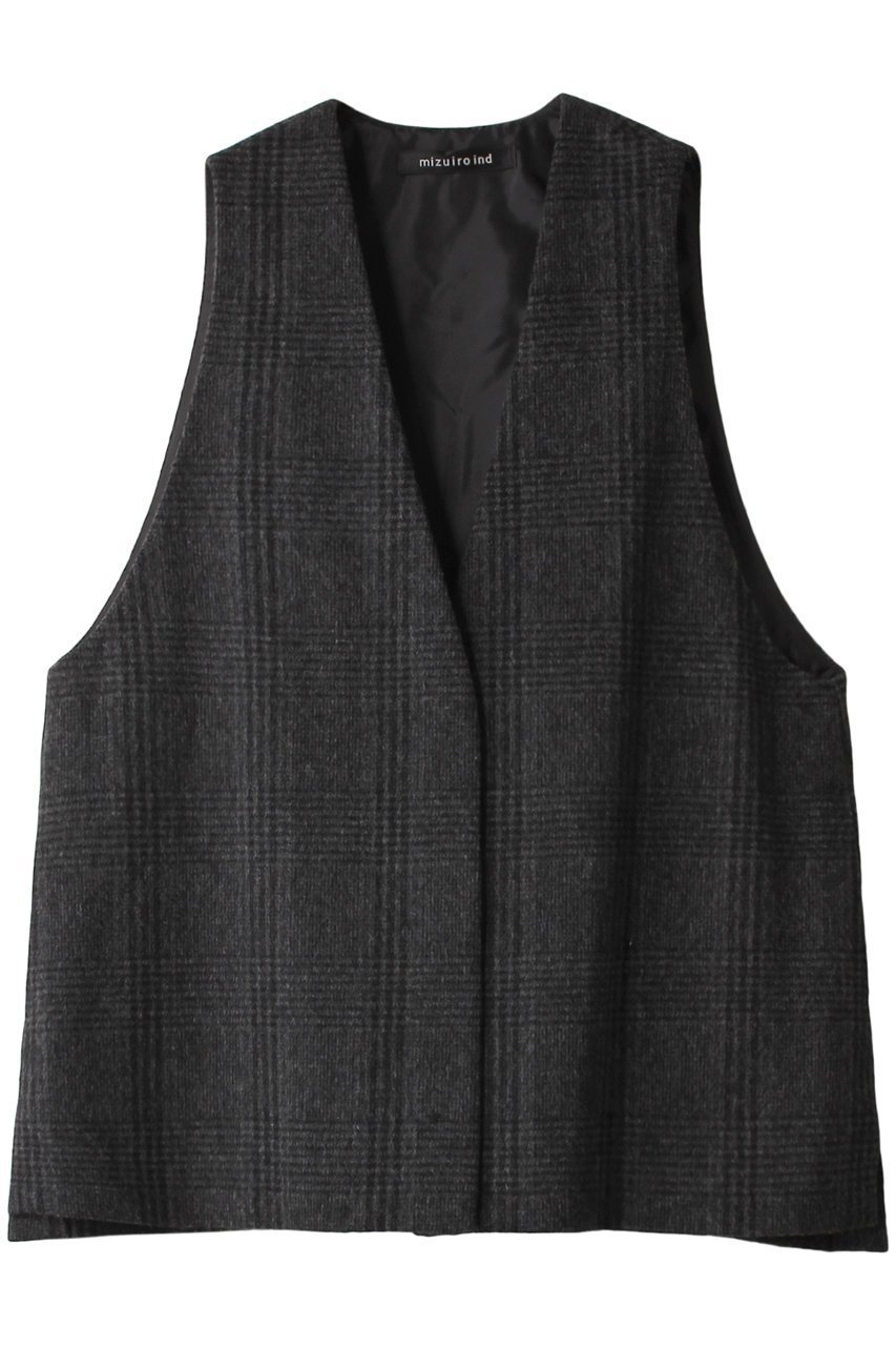 【ミズイロ インド/mizuiro ind】のdeep V neck wide vest ベスト インテリア・キッズ・メンズ・レディースファッション・服の通販 founy(ファニー) 　ファッション　Fashion　レディースファッション　WOMEN　アウター　Coat Outerwear　ジャケット　Jackets　インナー　Inner　カットソー　Cut And Sew　クラシカル　Classical　ジャケット　Jacket　チェック　Check　ベスト　Vest　リラックス　Relax　ワイド　Wide　冬　Winter　gray|ID: prp329100003716249 ipo3291000000029958103