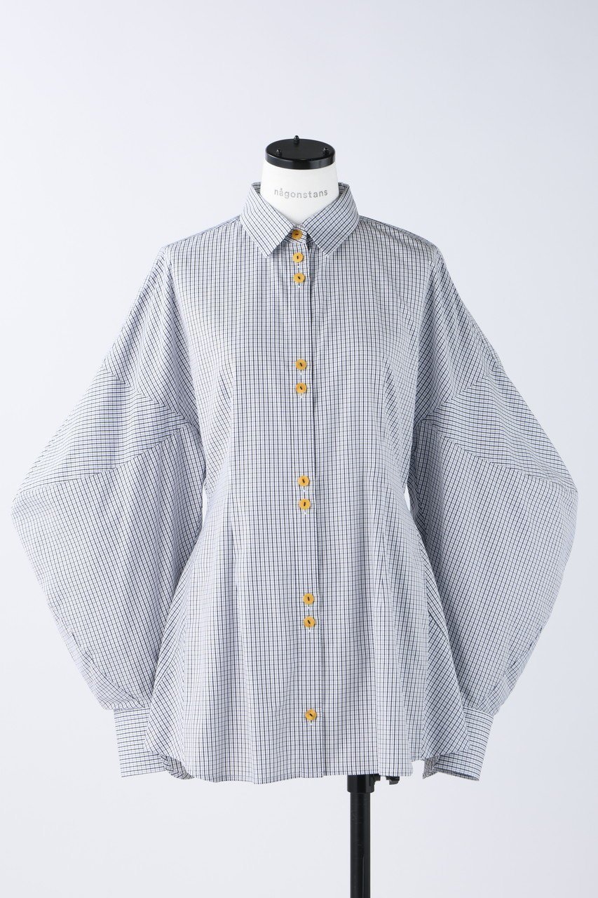 【ナゴンスタンス/nagonstans】のCO Check 立体スリーブ SH/シャツ インテリア・キッズ・メンズ・レディースファッション・服の通販 founy(ファニー) 　ファッション　Fashion　レディースファッション　Fashion for Women　トップス・カットソー　Cut & Sew Tops　シャツ・ブラウス・オフィスカジュアル　Elegant Blouses & Button-Ups　シェイプ　Shape, Slim Fit　スリーブ　Sleeve, Long Sleeve / Short Sleeve　フォルム　Silhouette, Form　フレア　Flare, Flared　ベスト　Vest, Waistcoat　ロング　Long, Long-Length　エレガント 上品　Elegant　Space|ID: prp329100003718488 ipo3291000000036783731