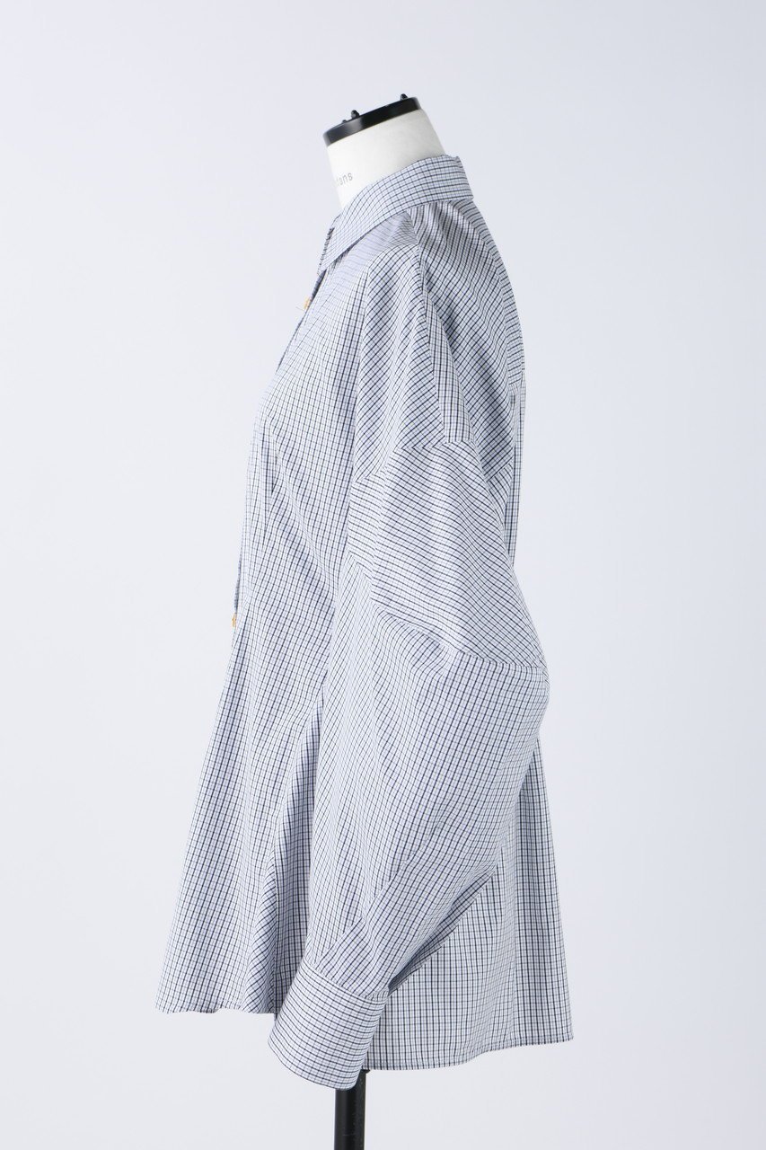 【ナゴンスタンス/nagonstans】のCO Check 立体スリーブ SH/シャツ 人気、トレンドファッション・服の通販 founy(ファニー) 　ファッション　Fashion　レディースファッション　Fashion for Women　トップス・カットソー　Cut & Sew Tops　シャツ・ブラウス・オフィスカジュアル　Elegant Blouses & Button-Ups　シェイプ　Shape, Slim Fit　スリーブ　Sleeve, Long Sleeve / Short Sleeve　フォルム　Silhouette, Form　フレア　Flare, Flared　ベスト　Vest, Waistcoat　ロング　Long, Long-Length　エレガント 上品　Elegant　other-2|ID: prp329100003718488 ipo3291000000036783732