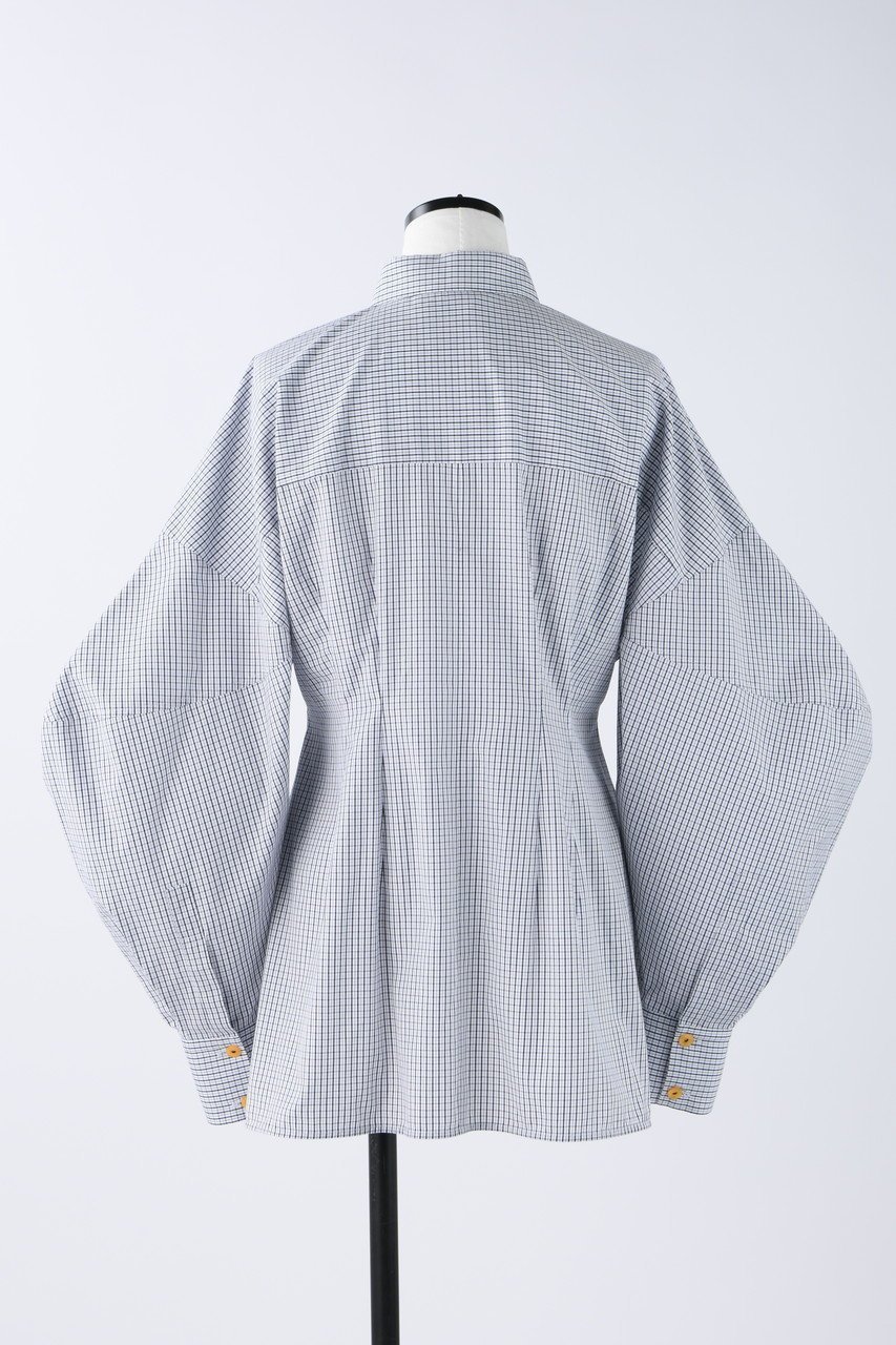 【ナゴンスタンス/nagonstans】のCO Check 立体スリーブ SH/シャツ 人気、トレンドファッション・服の通販 founy(ファニー) 　ファッション　Fashion　レディースファッション　Fashion for Women　トップス・カットソー　Cut & Sew Tops　シャツ・ブラウス・オフィスカジュアル　Elegant Blouses & Button-Ups　シェイプ　Shape, Slim Fit　スリーブ　Sleeve, Long Sleeve / Short Sleeve　フォルム　Silhouette, Form　フレア　Flare, Flared　ベスト　Vest, Waistcoat　ロング　Long, Long-Length　エレガント 上品　Elegant　other-3|ID: prp329100003718488 ipo3291000000036783733