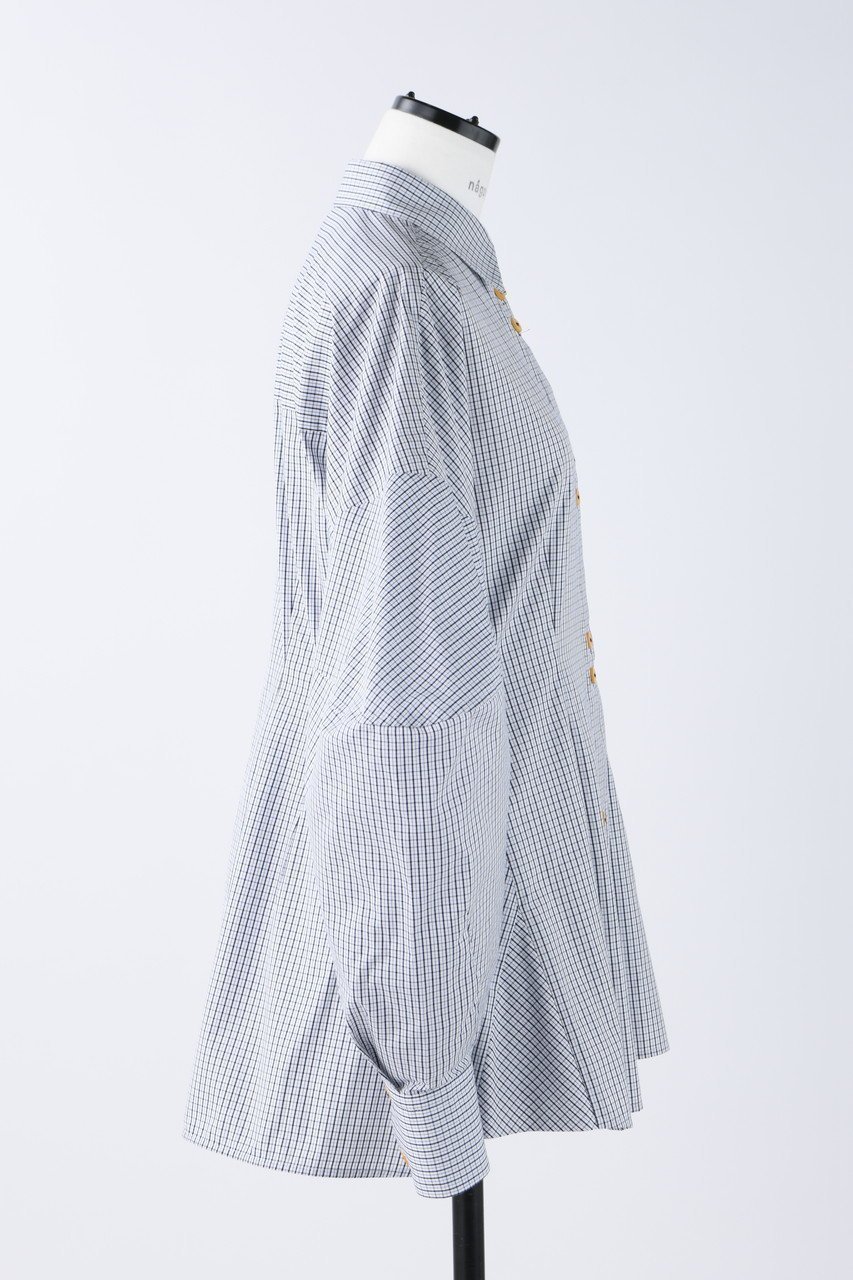 【ナゴンスタンス/nagonstans】のCO Check 立体スリーブ SH/シャツ 人気、トレンドファッション・服の通販 founy(ファニー) 　ファッション　Fashion　レディースファッション　Fashion for Women　トップス・カットソー　Cut & Sew Tops　シャツ・ブラウス・オフィスカジュアル　Elegant Blouses & Button-Ups　シェイプ　Shape, Slim Fit　スリーブ　Sleeve, Long Sleeve / Short Sleeve　フォルム　Silhouette, Form　フレア　Flare, Flared　ベスト　Vest, Waistcoat　ロング　Long, Long-Length　エレガント 上品　Elegant　other-4|ID: prp329100003718488 ipo3291000000036783734