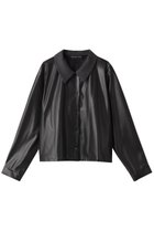 【ミズイロ インド/mizuiro ind】のimitation leather short shirt シャツ black|ID:prp329100003720017