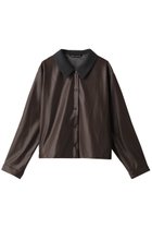 【ミズイロ インド/mizuiro ind】のimitation leather short shirt シャツ brown|ID:prp329100003720017
