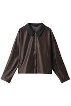 【ミズイロ インド/mizuiro ind】のimitation leather short shirt シャツ brown|ID: prp329100003720017 ipo3291000000029958134