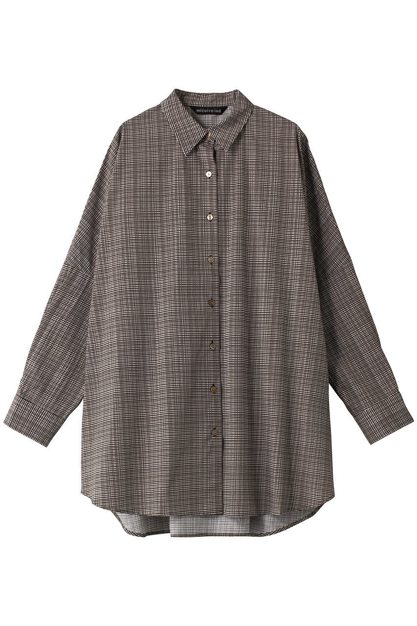 【ミズイロ インド/mizuiro ind】のcheck print wide shirt シャツ インテリア・キッズ・メンズ・レディースファッション・服の通販 founy(ファニー) 　ファッション　Fashion　レディースファッション　WOMEN　トップス・カットソー　Tops/Tshirt　シャツ/ブラウス　Shirts/Blouses　スリーブ　Sleeve　チェック　Check　ベスト　Vest　ロング　Long　エレガント 上品　Elegant　c.gray|ID: prp329100003722209 ipo3291000000029958087