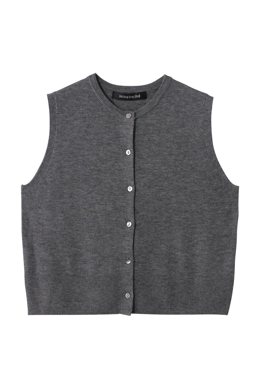 【ミズイロ インド/mizuiro ind】のcrew neck short vest ベスト インテリア・キッズ・メンズ・レディースファッション・服の通販 founy(ファニー) 　ファッション　Fashion　レディースファッション　WOMEN　トップス・カットソー　Tops/Tshirt　ニット　Knit Tops　ベスト/ジレ　Gilets/Vests　プルオーバー　Pullover　シンプル　Simple　トレンド　Trend　ハイネック　High Neck　ベスト　Vest　gray|ID: prp329100003722210 ipo3291000000029958090