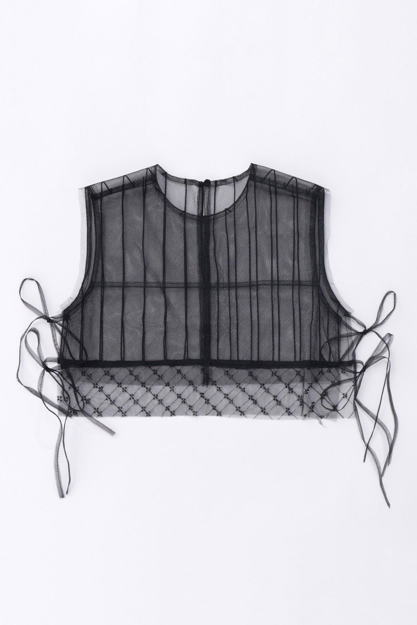 【メゾンスペシャル/MAISON SPECIAL】のTulle Layered Mini Vest/チュールレイヤードミニベスト インテリア・キッズ・メンズ・レディースファッション・服の通販 founy(ファニー) 　ファッション　Fashion　レディースファッション　WOMEN　アウター　Coat Outerwear　ジャケット　Jackets　ジャケット　Jacket　スウェット　Sweat　チュール　Tulle　フラワー　Flower　ベスト　Vest　モチーフ　Motif　リボン　Ribbon　BLK(ブラック)|ID: prp329100003723160 ipo3291000000024582370