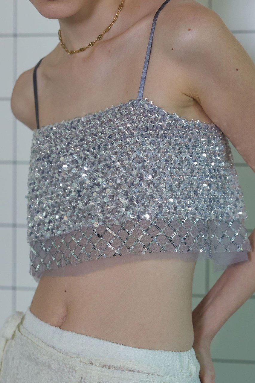 【メゾンスペシャル/MAISON SPECIAL】のSparkling Layered Camisole/キラキラレイヤードキャミソール 人気、トレンドファッション・服の通販 founy(ファニー) 　ファッション　Fashion　レディースファッション　WOMEN　トップス・カットソー　Tops/Tshirt　キャミソール / ノースリーブ　No Sleeves　シャツ/ブラウス　Shirts/Blouses　カットソー　Cut And Sew　シンプル　Simple　ストーン　Stone　スパンコール　Sequins　ノースリーブ　No Sleeve　ビスチェ　Bustier　フラワー　Flower　メッシュ　Mesh　モチーフ　Motif　other-8|ID: prp329100003723167 ipo3291000000031389042