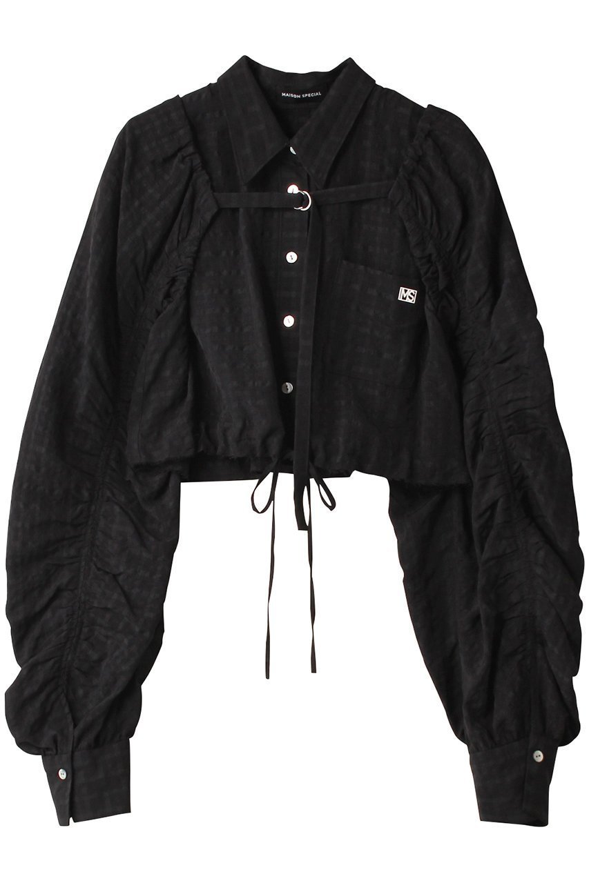 【メゾンスペシャル/MAISON SPECIAL】のMultiway Gun Club Check Short Length Shirt/マルチウェイガンクラブチェックショートシャツ インテリア・キッズ・メンズ・レディースファッション・服の通販 founy(ファニー) 　ファッション　Fashion　レディースファッション　Fashion for Women　トップス・カットソー　Cut & Sew Tops　シャツ・ブラウス・オフィスカジュアル　Elegant Blouses & Button-Ups　インナー　Innerwear　カットオフ　Cut-Off Design　ギャザー　Gathered, Ruffled　ショート　Short, Short Length　スリーブ　Sleeve, Long Sleeve / Short Sleeve　ドレープ　Drape, Draping Fabric　ドローストリング　Drawstring, Pull Cord　ノースリーブ　Sleeveless, No-Sleeve　プレート　Plate, Dish　ボレロ　Bolero, Short Cardigan　ロング　Long, Long-Length　夏　Summer　エレガント 上品　Elegant　BLK(ブラック)|ID: prp329100003723168 ipo3291000000036725647