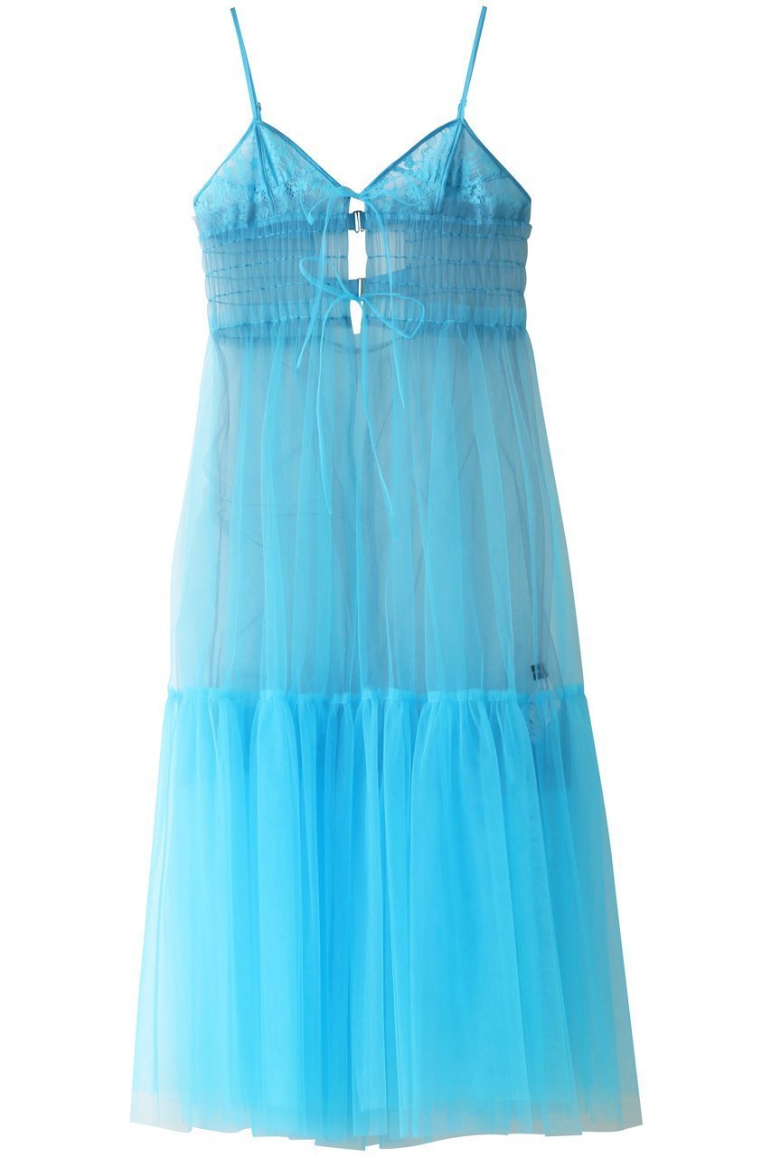 【メゾンスペシャル/MAISON SPECIAL】のTulle Shirring Gathered Dress/チュールシャーリングギャザードレス インテリア・キッズ・メンズ・レディースファッション・服の通販 founy(ファニー) 　ファッション　Fashion　レディースファッション　Fashion for Women　ワンピース　Dresses　フォーマル・パーティードレス・結婚式用ドレス　Elegant & Casual Dresses　チュニック　Tunic Tops & Dresses　インナー　Innerwear　シャーリング　Shirring, Ruched　チュニック　Tunic, Long Top　チュール　Tulip, Tulip Motif　フロント　Front, Front Design　マキシ　Maxi, Full Length　リボン　Ribbon, Bow　レース　Lace, Lace Fabric　ロング　Long, Long-Length　おすすめ　Recommended / Our Picks　BLU(ブルー)|ID: prp329100003723180 ipo3291000000032899716