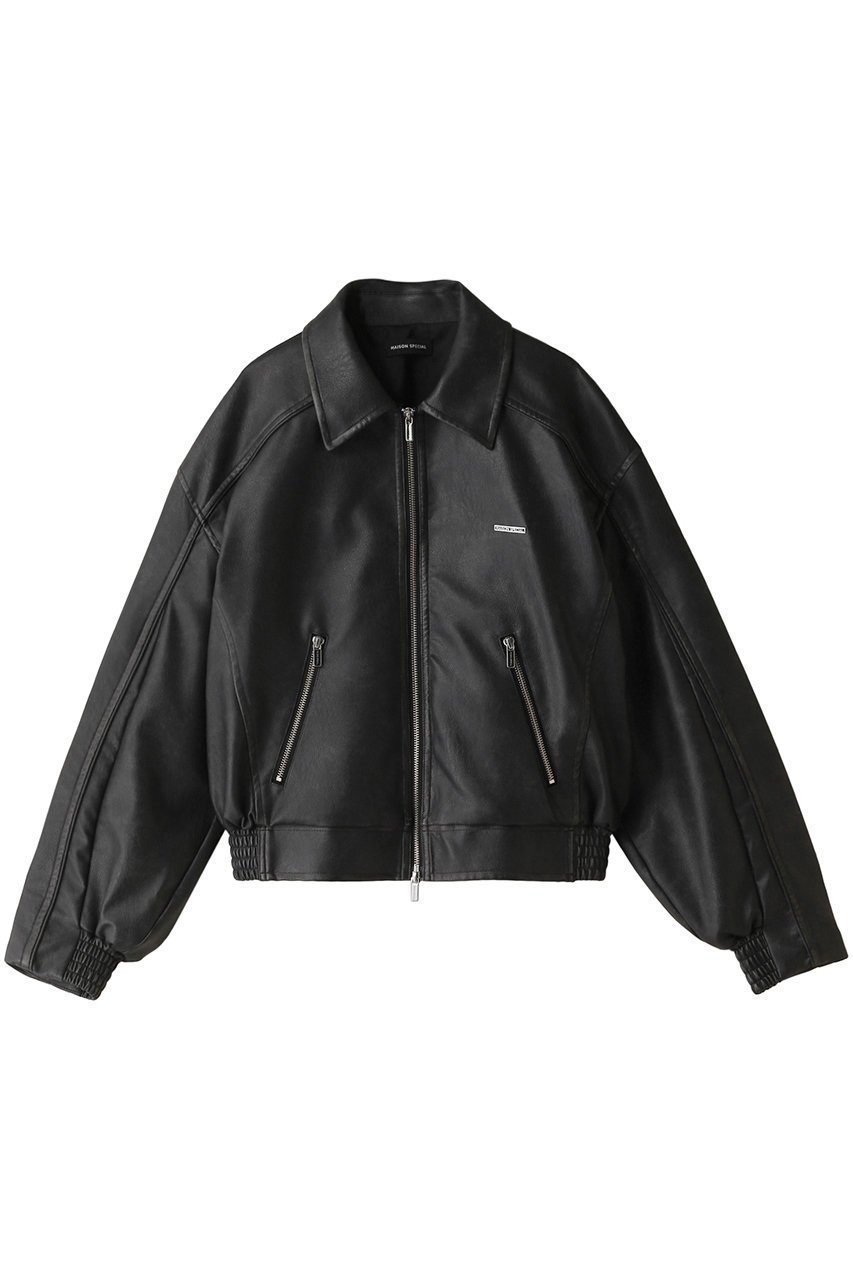 【メゾンスペシャル/MAISON SPECIAL】のWashed faux Leather Blouson/ウォッシュドフェイクレザーブルゾン インテリア・キッズ・メンズ・レディースファッション・服の通販 founy(ファウニー) 　ファッション　Fashion　レディースファッション　Fashion for Women　アウター　Coat / Outerwear Collection　レディースジャケット・軽アウター　Jackets　ブルゾンジャケット・スポーティアウター　Blouson Jackets　ヴィンテージ　Vintage Style　ジャケット　Jacket, Outerwear　トレンド　Trend, Trending Now　フェイクレザー　Faux Leather, PU Leather　ブルゾン　Blouson, Bomber Jacket　プレート　Plate, Dish　ポケット　Pocket, Pocket Detail　リアル　Real, Realistic　レース　Lace, Lace Fabric　ロング　Long, Long-Length　D.BLK(ブラック)|ID: prp329100003723188 ipo3291000000036759133