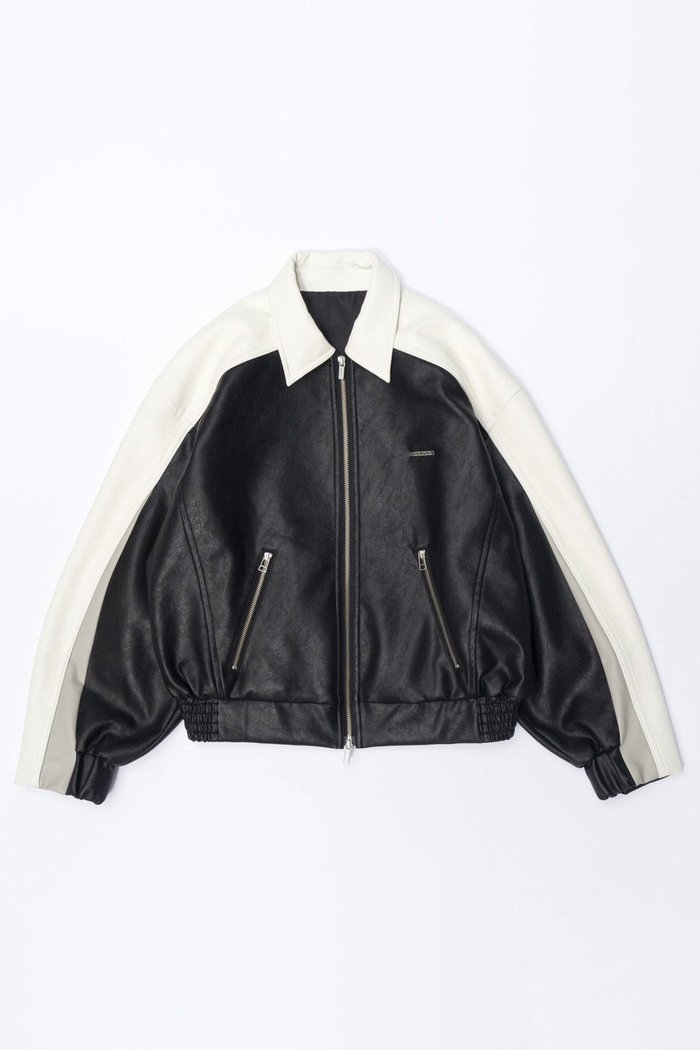 【メゾンスペシャル/MAISON SPECIAL】のBicolor Vegan Leather Blouson/バイカラーヴィーガンレザーブルゾン インテリア・キッズ・メンズ・レディースファッション・服の通販 founy(ファニー) https://founy.com/ ファッション Fashion レディースファッション WOMEN アウター Coat Outerwear ジャケット Jackets ブルゾン Blouson/Jackets ヴィンテージ Vintage 春 Spring ジャケット Jacket トレンド Trend フェミニン Feminine ブルゾン Blouson プレート Plate ポケット Pocket リアル Real レース Race ロング Long |ID: prp329100003723189 ipo3291000000024582476