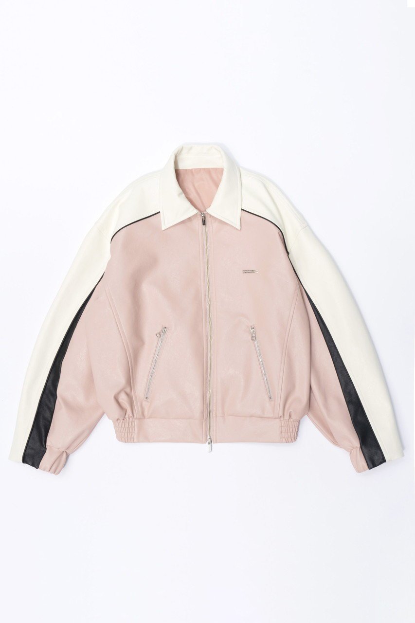 【メゾンスペシャル/MAISON SPECIAL】のBicolor Vegan Leather Blouson/バイカラーヴィーガンレザーブルゾン インテリア・キッズ・メンズ・レディースファッション・服の通販 founy(ファニー) 　ファッション　Fashion　レディースファッション　WOMEN　アウター　Coat Outerwear　ジャケット　Jackets　ブルゾン　Blouson/Jackets　ヴィンテージ　Vintage　春　Spring　ジャケット　Jacket　トレンド　Trend　フェミニン　Feminine　ブルゾン　Blouson　プレート　Plate　ポケット　Pocket　リアル　Real　レース　Race　ロング　Long　PNK(ピンク)|ID: prp329100003723189 ipo3291000000024582478