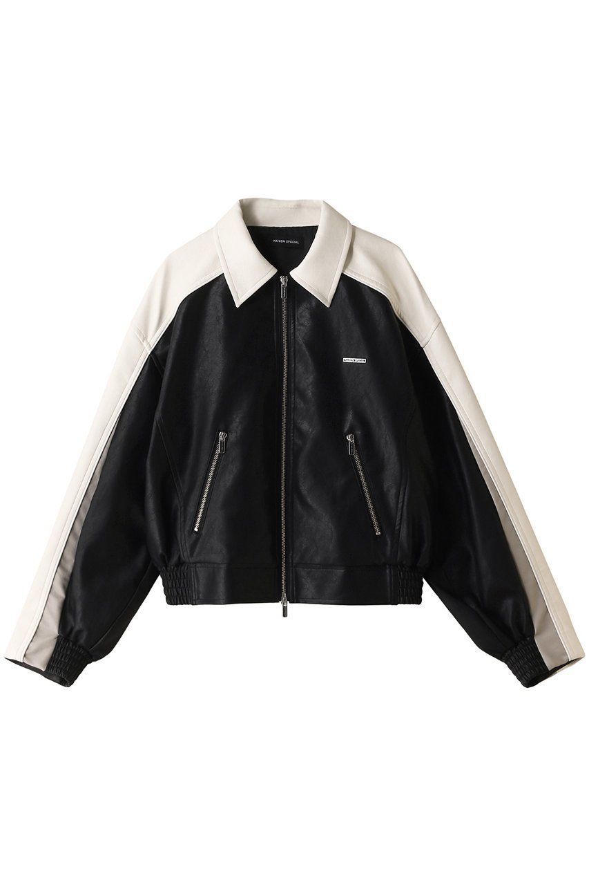 【メゾンスペシャル/MAISON SPECIAL】のBicolor faux Leather Blouson/バイカラーフェイクレザーブルゾン 人気、トレンドファッション・服の通販 founy(ファニー) ファッション Fashion レディースファッション Fashion for Women アウター Coat / Outerwear Collection レディースジャケット・軽アウター Jackets ブルゾンジャケット・スポーティアウター Blouson Jackets ヴィンテージ Vintage Style 春 Spring ジャケット Jacket, Outerwear トレンド Trend, Trending Now フェイクレザー Faux Leather, PU Leather フェミニン Feminine, Girly ブルゾン Blouson, Bomber Jacket プレート Plate, Dish ポケット Pocket, Pocket Detail リアル Real, Realistic レース Lace, Lace Fabric ロング Long, Long-Length other-1|ID: prp329100003723189 ipo3291000000035655189