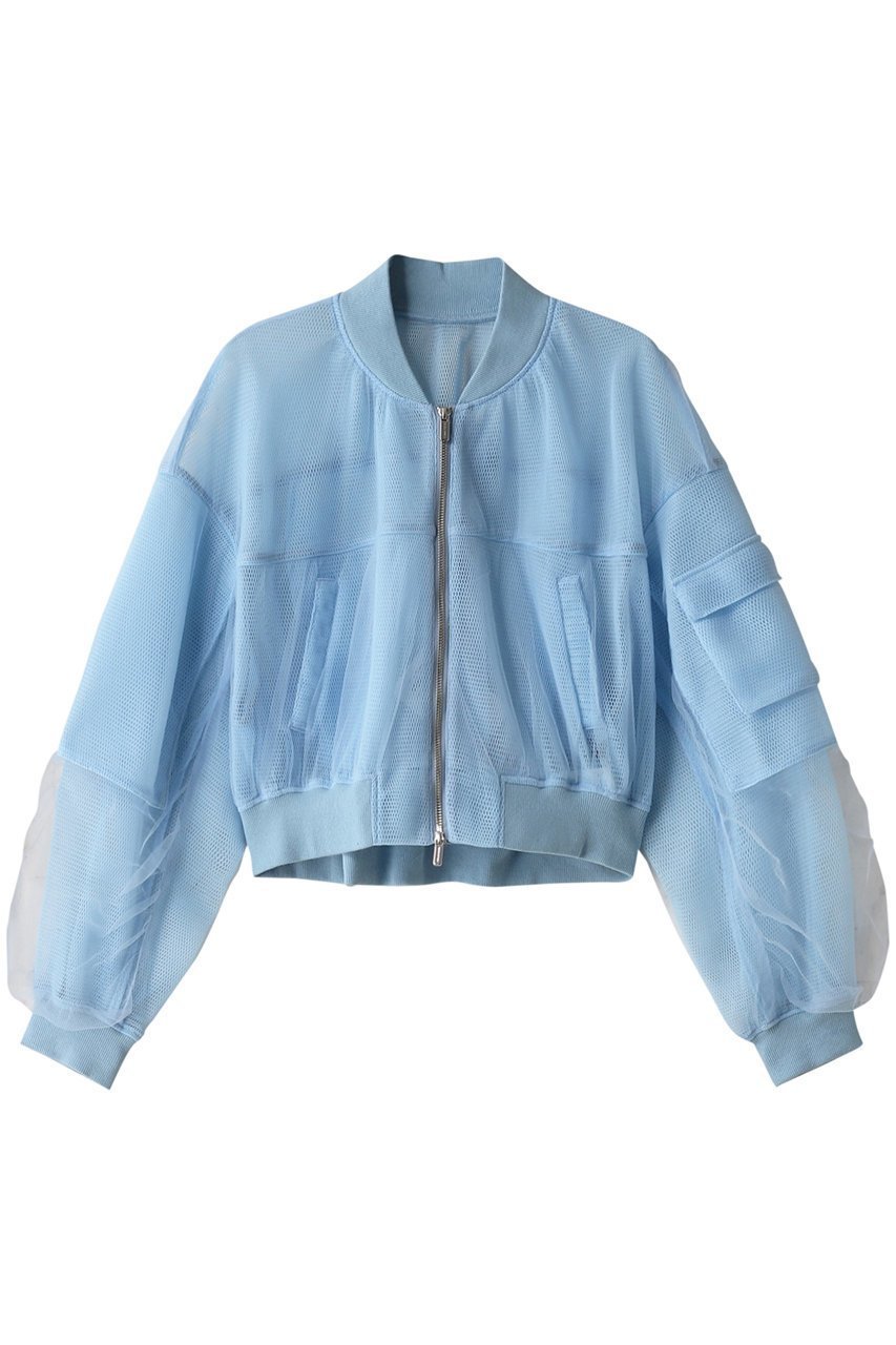 【メゾンスペシャル/MAISON SPECIAL】のTulle Layered Blouson/チュールレイヤードブルゾン インテリア・キッズ・メンズ・レディースファッション・服の通販 founy(ファニー) 　ファッション　Fashion　レディースファッション　WOMEN　アウター　Coat Outerwear　ジャケット　Jackets　ブルゾン　Blouson/Jackets　コンパクト　Compact　シアー　Sheer　ジャケット　Jacket　ダブル　Double　チュール　Tulle　フェミニン　Feminine　ブルゾン　Blouson　ラッセル　Russell　リラックス　Relax　春　Spring　BLU(ブルー)|ID: prp329100003723193 ipo3291000000030041987