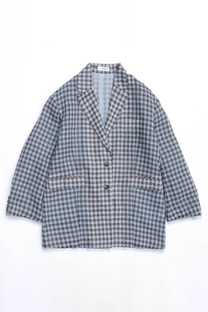 【メゾンスペシャル/MAISON SPECIAL】のSheer Over Size Jacket/シアーオーバージャケット インテリア・キッズ・メンズ・レディースファッション・服の通販 founy(ファニー) 　ファッション　Fashion　レディースファッション　WOMEN　アウター　Coat Outerwear　ジャケット　Jackets　オーガンジー　Organdy　春　Spring　ギンガム　Gingham　シアー　Sheer　ジャケット　Jacket　セットアップ　Set Up　チェック　Check　定番　Standard　おすすめ　Recommend　MLT1(マルチカラー)|ID: prp329100003723200 ipo3291000000024582523