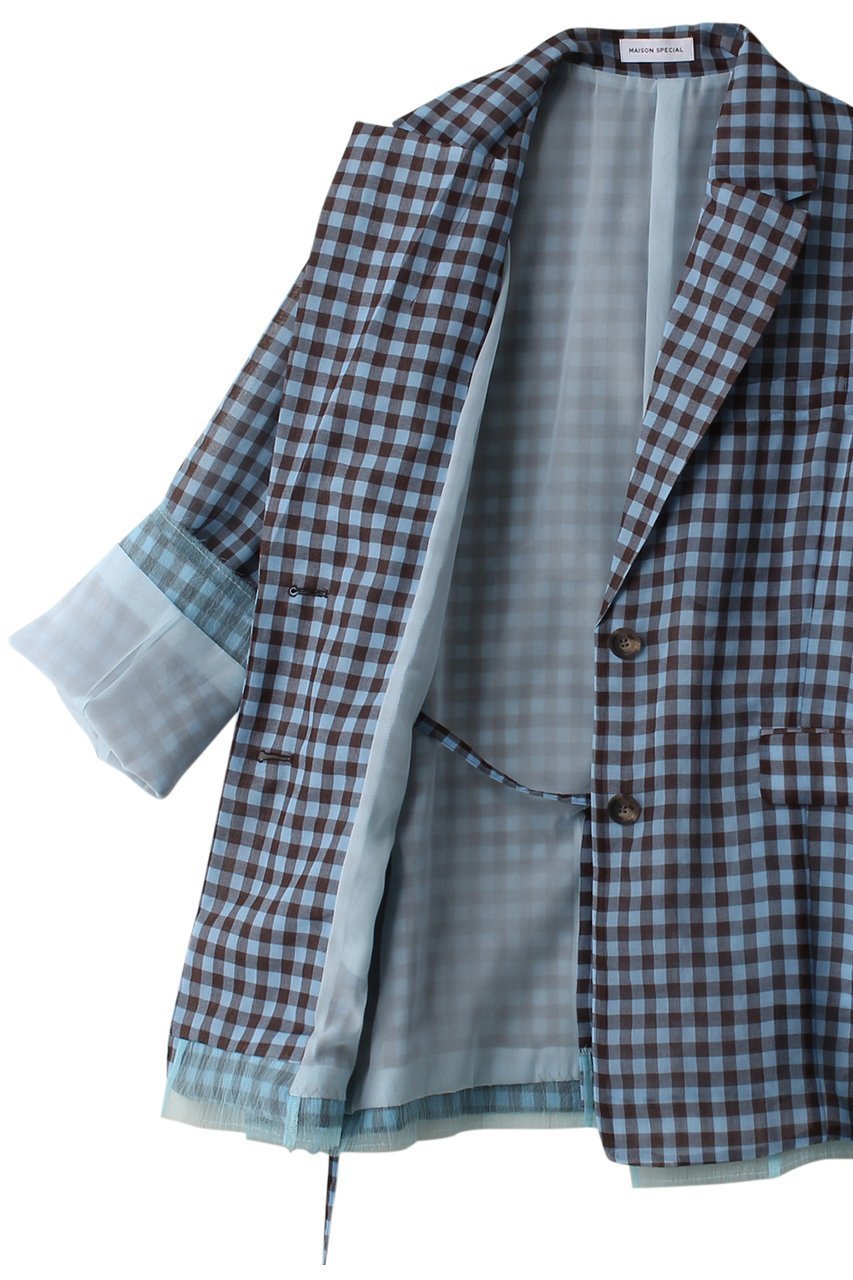 【メゾンスペシャル/MAISON SPECIAL】のSheer Over Size Jacket/シアーオーバージャケット 人気、トレンドファッション・服の通販 founy(ファニー) 　ファッション　Fashion　レディースファッション　Fashion for Women　アウター　Coat / Outerwear Collection　レディースジャケット・軽アウター　Jackets　オーガンジー　Organza Fabric　春　Spring　ギンガム　Gingham, Gingham Fabric　シアー　Sheer, See-Through　ジャケット　Jacket, Outerwear　セットアップ　Set-Up, Coordinated Outfit　チェック　Check, Plaid, Tartan　定番　Standard, Basic Item　おすすめ　Recommended / Our Picks　other-7|ID: prp329100003723200 ipo3291000000035684827