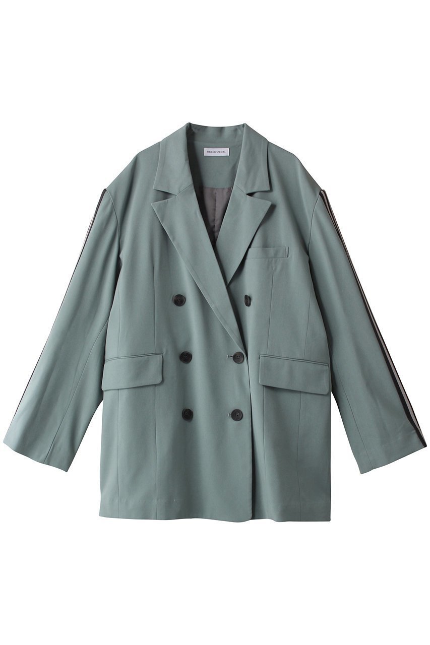 【メゾンスペシャル/MAISON SPECIAL】のSide Line Over Size Jacket/サイドラインオーバージャケット インテリア・キッズ・メンズ・レディースファッション・服の通販 founy(ファニー) 　ファッション　Fashion　レディースファッション　Fashion for Women　アウター　Coat / Outerwear Collection　レディースジャケット・軽アウター　Jackets　インナー　Innerwear　キャミソール　Camisole, Spaghetti Strap Top　ジャケット　Jacket, Outerwear　ストレッチ　Stretch, Stretchy Fabric　スポーツ　Sports, Activewear　セットアップ　Set-Up, Coordinated Outfit　チェック　Check, Plaid, Tartan　ミックス　Mix, Mixed Style　ロング　Long, Long-Length　S.BLU(スカイブルー)|ID: prp329100003723203 ipo3291000000035580956