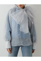 【ウィムガゼット/Whim Gazette】のオーガンジーボウブラウス 人気、トレンドファッション・服の通販 founy(ファニー) ファッション Fashion レディースファッション WOMEN トップス・カットソー Tops/Tshirt シャツ/ブラウス Shirts/Blouses 2024年 2024 2024春夏・S/S SS,Spring/Summer,2024 A/W・秋冬 AW・Autumn/Winter・FW・Fall-Winter S/S・春夏 SS・Spring/Summer おすすめ Recommend インナー エレガント オーガンジー スリーブ デニム フォルム リボン ロング 夏 Summer 春 Spring |ID:prp329100003723213