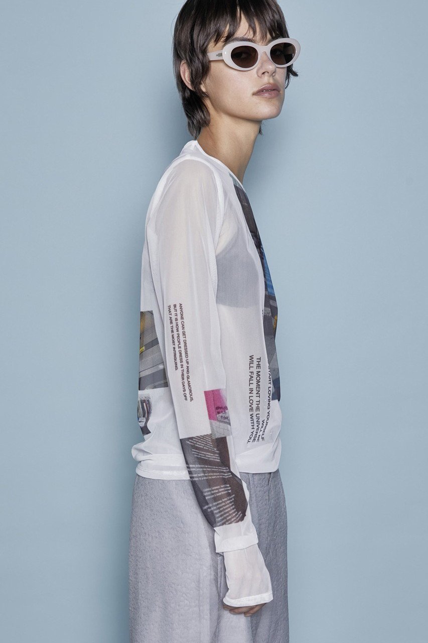 【メゾンスペシャル/MAISON SPECIAL】のPhoto Print Mesh Tops/フォトプリントメッシュトップス 人気、トレンドファッション・服の通販 founy(ファニー) 　ファッション　Fashion　レディースファッション　WOMEN　トップス・カットソー　Tops/Tshirt　シャツ/ブラウス　Shirts/Blouses　ロング / Tシャツ　T-Shirts　カットソー　Cut and Sewn　インナー　Inner　キャミソール　Camisole　スリーブ　Sleeve　タンク　Tank　プリント　Print　メッシュ　Mesh　ロング　Long　other-7|ID: prp329100003724139 ipo3291000000031388824
