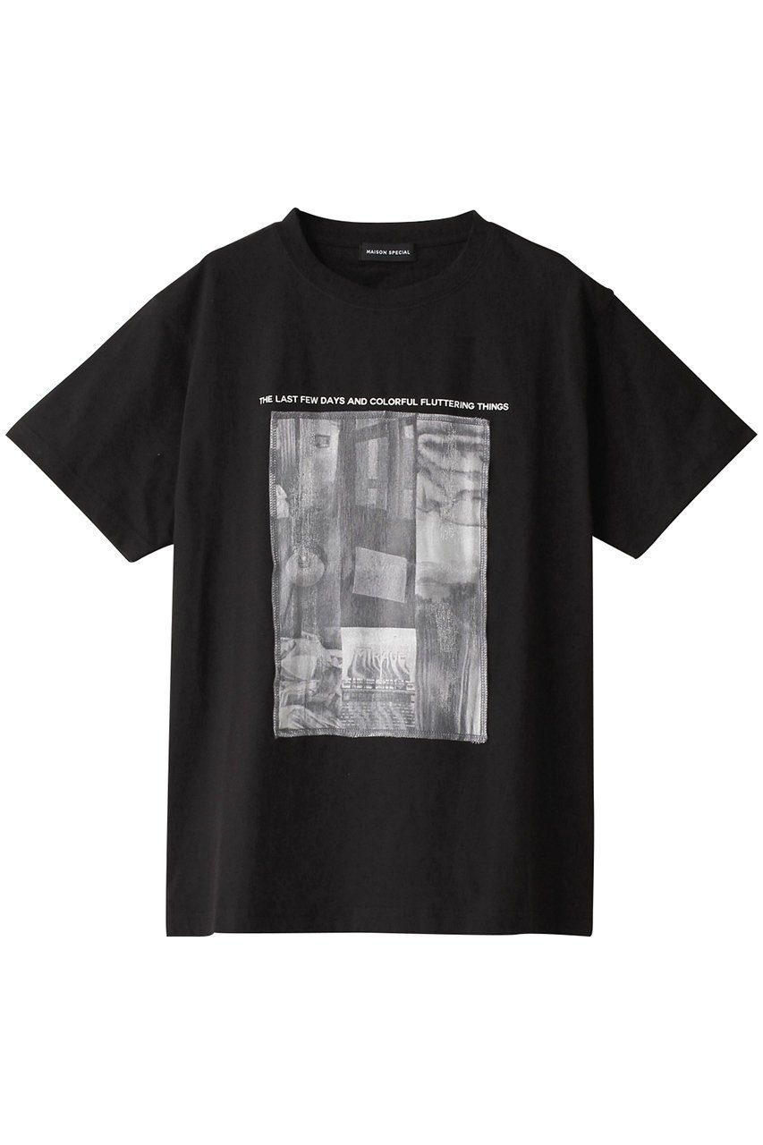 【メゾンスペシャル/MAISON SPECIAL】のGlitter Photo T-shirt/キラキラフォトTシャツ インテリア・キッズ・メンズ・レディースファッション・服の通販 founy(ファニー) 　ファッション　Fashion　レディースファッション　Fashion for Women　トップス・カットソー　Cut & Sew Tops　シャツ・ブラウス・オフィスカジュアル　Elegant Blouses & Button-Ups　ロングTシャツ・Tシャツ　Longline T-Shirts & Tees　カットソー・ベーシックTシャツ　Cut-and-Sewn Tops / Stretch Tees & Basics　インナー　Innerwear　コンパクト　Compact, Small Size　ショート　Short, Short Length　ジャケット　Jacket, Outerwear　スリーブ　Sleeve, Long Sleeve / Short Sleeve　プリント　Print, Printed Pattern　夏　Summer　BLK(ブラック)|ID: prp329100003724140 ipo3291000000036666327