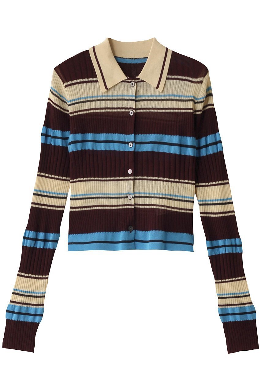 【メゾンスペシャル/MAISON SPECIAL】のMulti Border Cardigan/マルチボーダーカーディガン インテリア・キッズ・メンズ・レディースファッション・服の通販 founy(ファニー) 　ファッション　Fashion　レディースファッション　Fashion for Women　トップス・カットソー　Cut & Sew Tops　ニット　Knit Tops & Sweaters　カーディガン・羽織り　Layered Style Cardigans　インナー　Innerwear　カーディガン　Cardigan, Knitwear　シアー　Sheer, See-Through　ボーダー　Border, Stripe　羽織　Haori, Light Jacket　BRN(ブラウン)|ID: prp329100003724159 ipo3291000000032954795